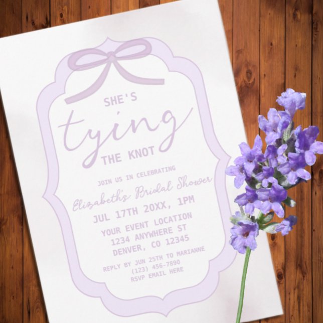 Purple Bow Watercolor Bridal Shower Einladung (Von Creator hochgeladen)