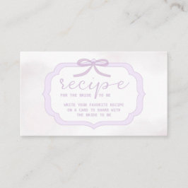 Purple Bow Watercolor Bridal Shower Recipe Begleitkarte