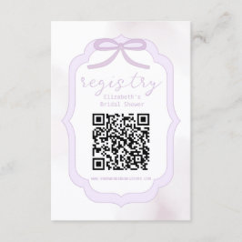 Purple Bow Watercolor Bridal Shower Registry Begleitkarte