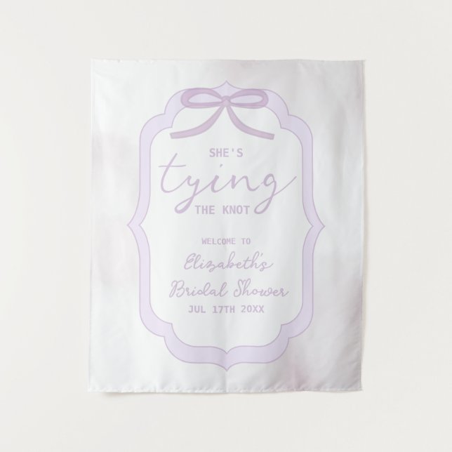 Purple Bow Watercolor Bridal Shower Wandteppich (Vorderseite)