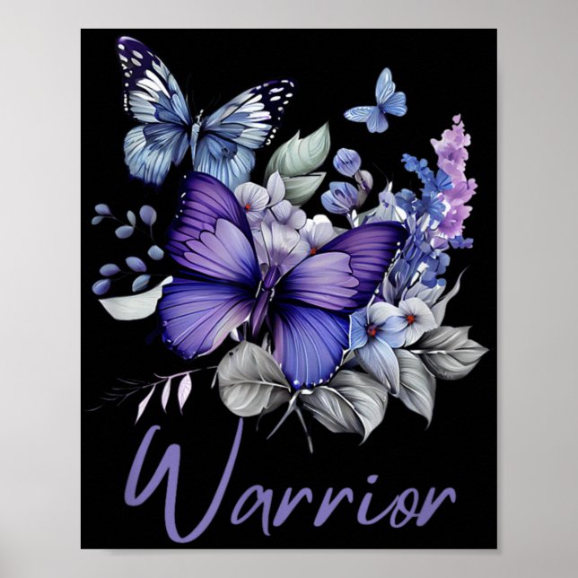 Purple Butterflies Warrior Suicide Prevention Awar Poster (Vorne)