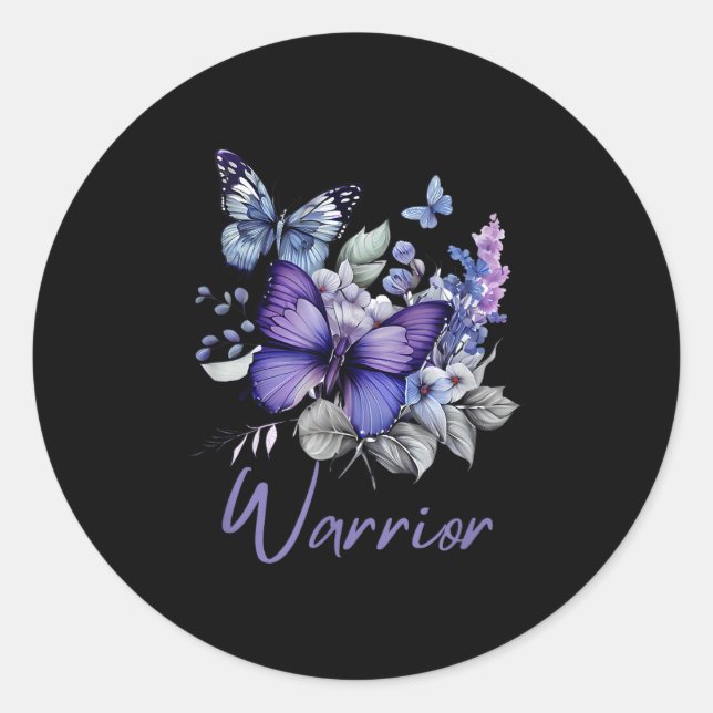 Purple Butterflies Warrior Suicide Prevention Awar Runder Aufkleber (Vorderseite)