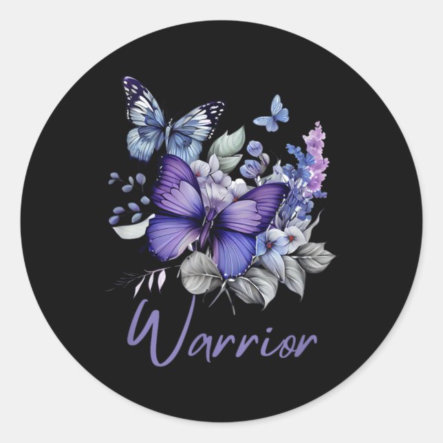 Purple Butterflies Warrior Suicide Prevention Awar Runder Aufkleber (Vorderseite)
