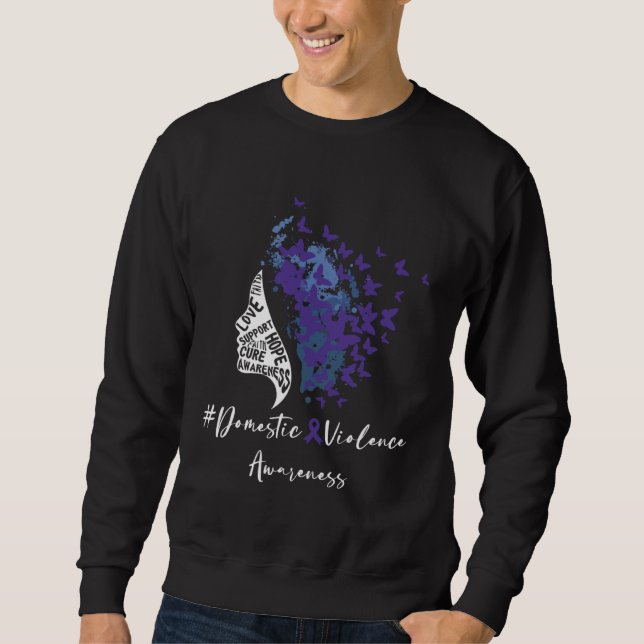 Purple Butterflies with a Ribbon Domestic Violence Sweatshirt (Vorderseite)