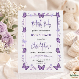 Purple Butterfly Baby Girl Baby Shower  Einladung