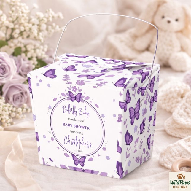 Purple Butterfly Baby Girl Baby Shower  Geschenkschachtel (Purple Butterfly Baby Girl Baby Shower Favor Boxes
)