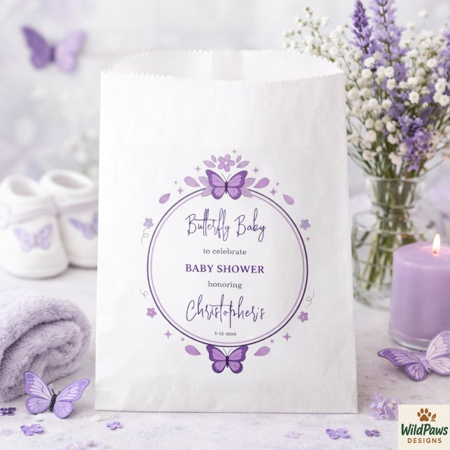 Purple Butterfly Baby Girl Baby Shower  Geschenktütchen (Purple Butterfly Baby Girl Baby Shower Favor Bag
)