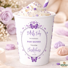 Purple Butterfly Baby Girl Baby Shower  Pappbecher