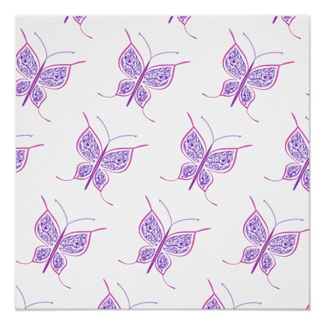 Purple Butterfly Pattern Poster (Vorderseite)