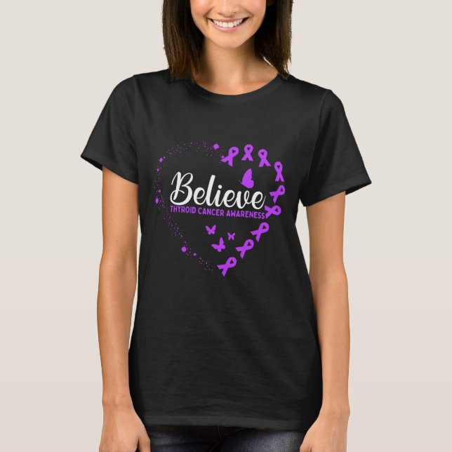 Purple Butterfly Thyroid Cancer Awareness T-Shirt (Vorderseite)