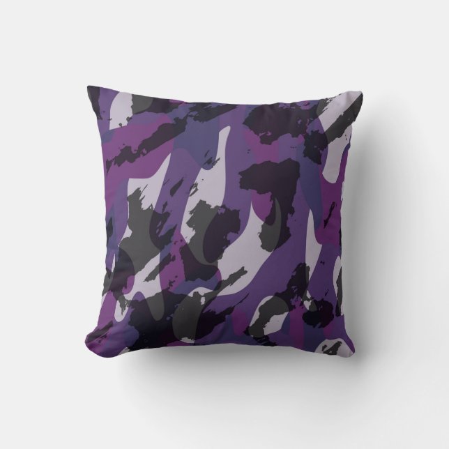 Purple Camo Abstract Kissen (Vorderseite)