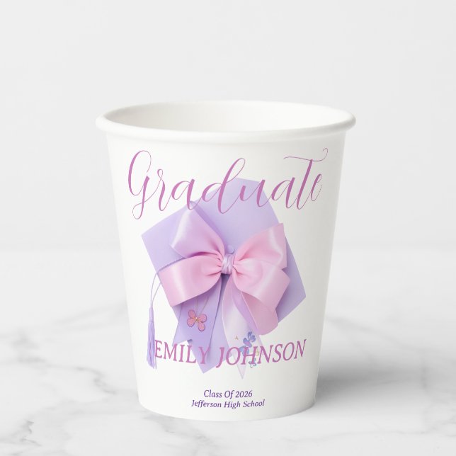 Purple Cap Graduation Party Paper Cup Pappbecher (Vorderseite)