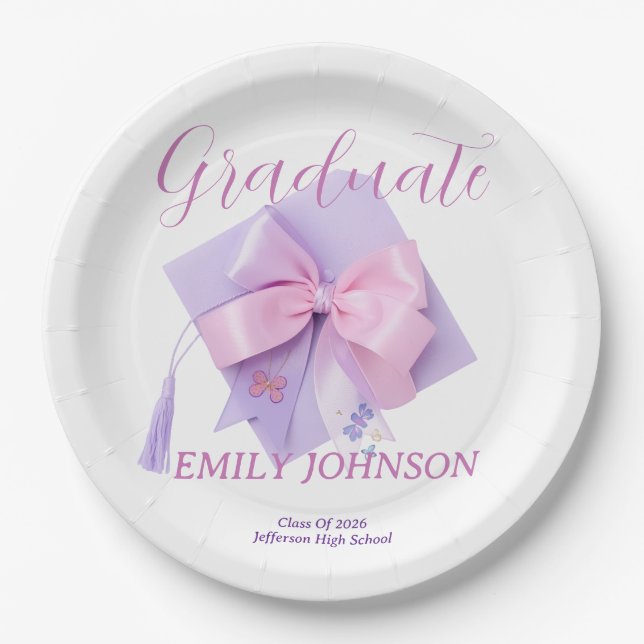 Purple Cap Graduation Party Paper Pappteller (Vorderseite)