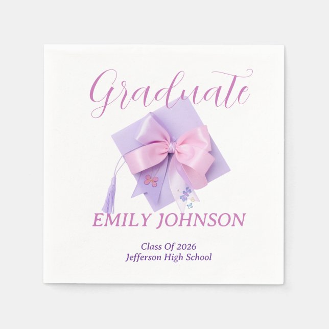 Purple Cap Graduation Party Paper Serviette (Vorderseite)