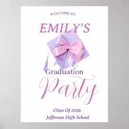 Purple Cap Graduation Party Sign Poster