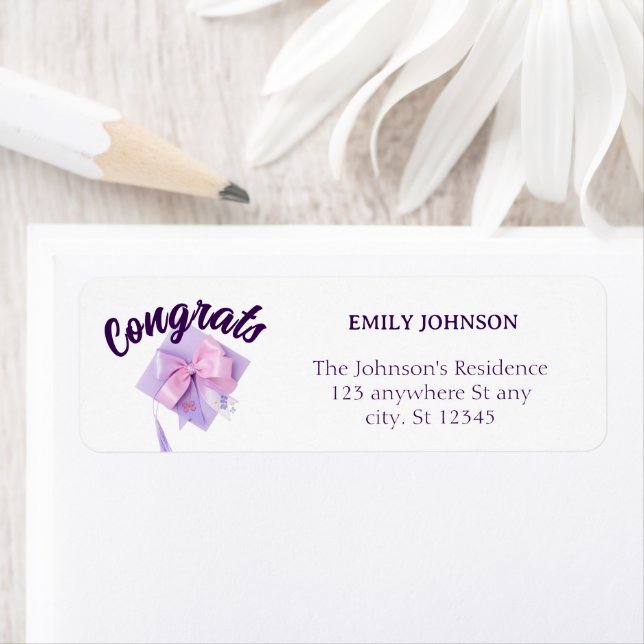 Purple Cap Modern Return Address Labels (Insitu)
