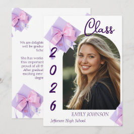 Purple Cap Photo Graduation Announcement Einladung