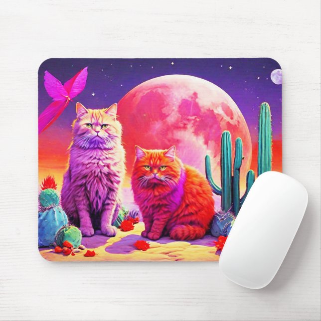 Purple Cat Mouse Pad – Perfect Gift for Cat Lovers Mousepad (Mit Mouse)