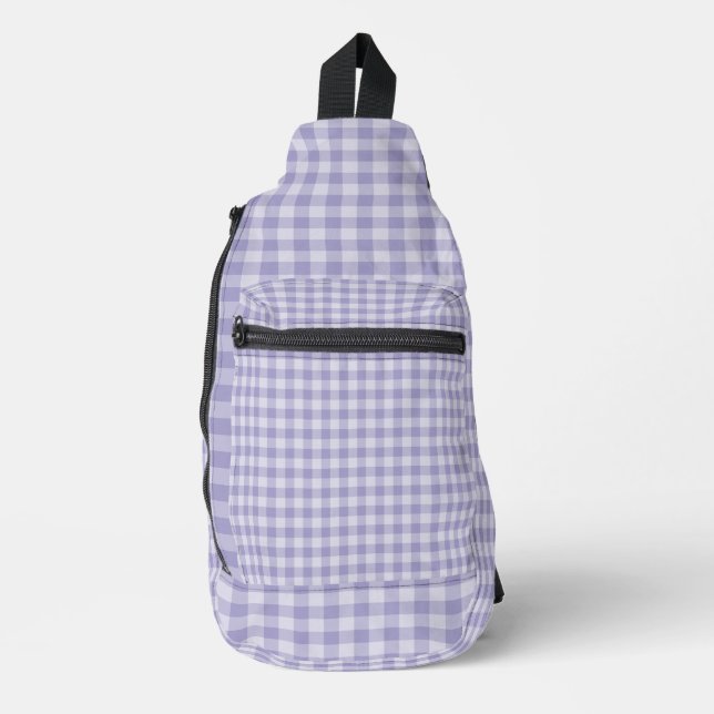 Purple Checkerboard Pattern Crossbody Bag (Vorderseite)