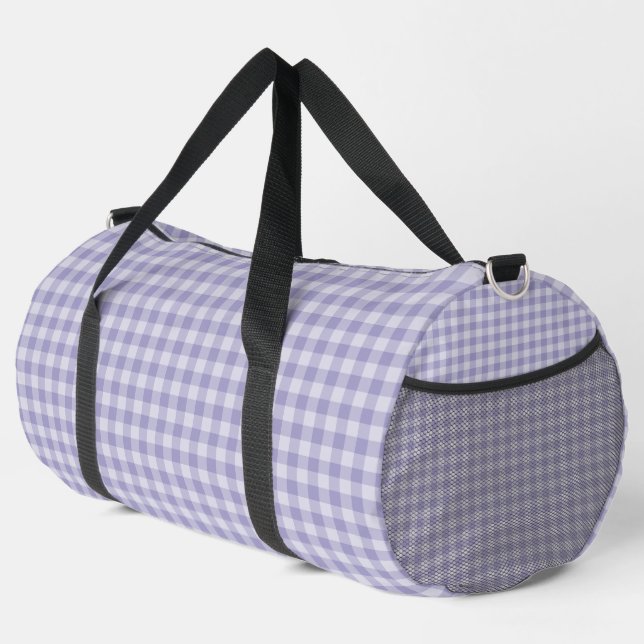 Purple Checkerboard Pattern Large Duffle Bag (Rechte Ecke)