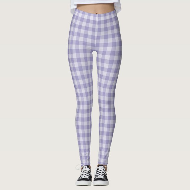 Purple Checkerboard Pattern Leggings (Vorderseite)