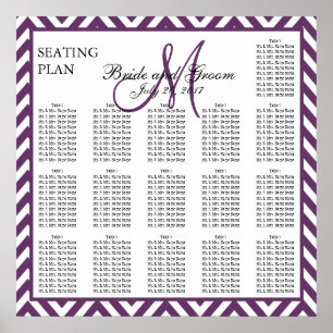 Purple Chevron Zig Zag Wedding Seating Chart Poster
