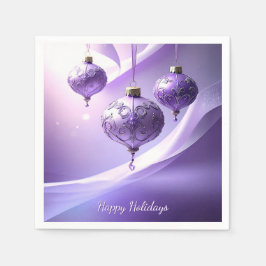 Purple Christmas Ball Holiday Napkin Serviette