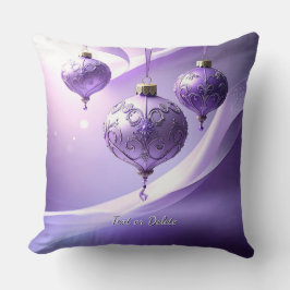 Purple Christmas Ball Holiday Throw Pillow Kissen