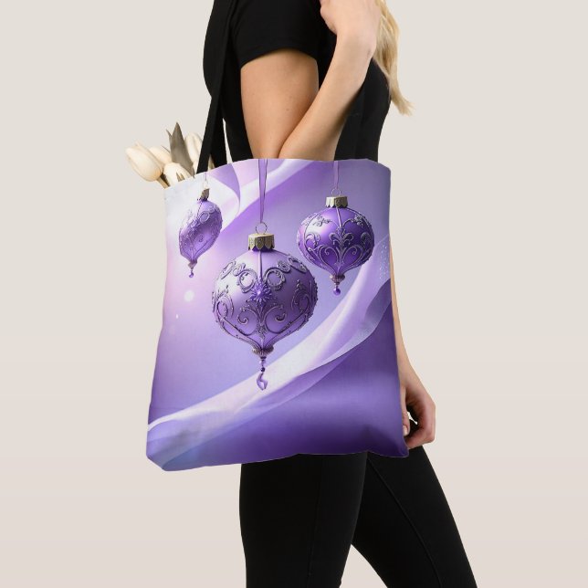 Purple Christmas Ball Holiday Tote Bag (Von Nahem)