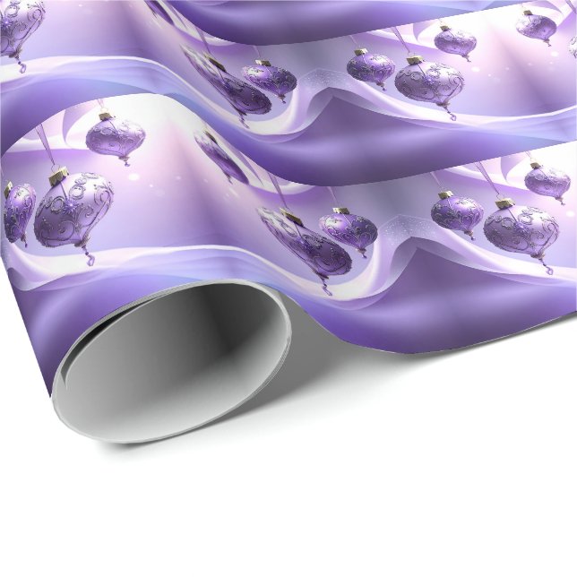 Purple Christmas Ball Holiday Wrapping Paper Geschenkpapier (Rolleneckpunkt)