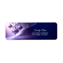 Purple Christmas Ball Return Address Label