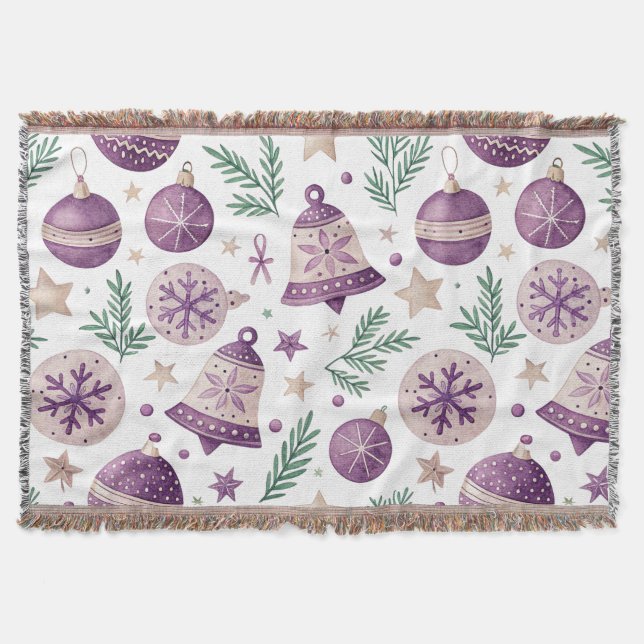 Purple Christmas Throw Blanket – Whimsical Winter  Decke (Vorderseite)