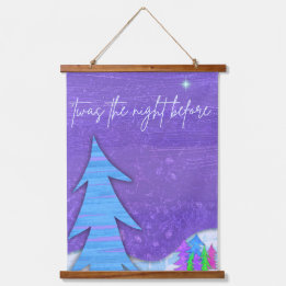 Purple Christmas Trees Wood Topped Wall Tapestry Wandteppich Mit Holzrahmen