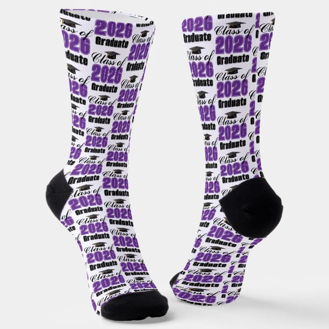 Purple Class of 2026 Graduation Socken (Gewinkelt)