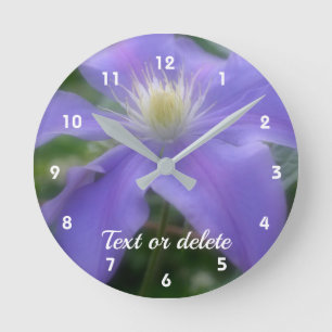 Purple Clematis Flower Personalized Runde Wanduhr