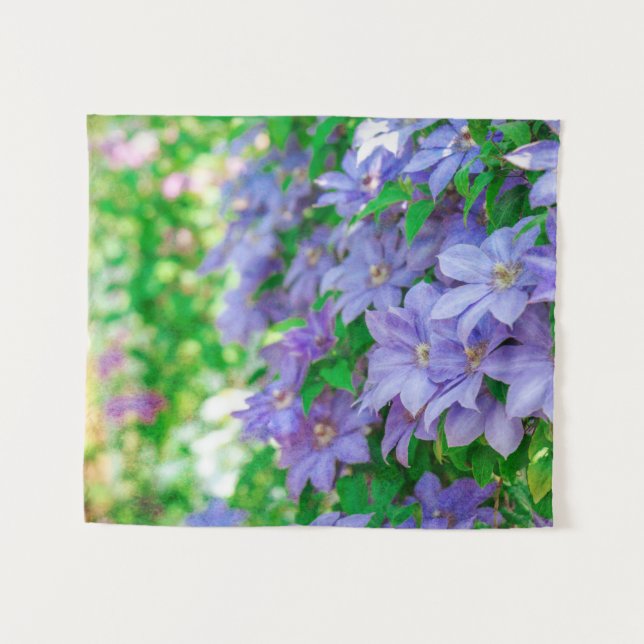 Purple Clematis flower Wandteppich (Vorderseite (Horizontal))