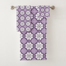Purple colour geometric mandala pattern Towel Badhandtuch Set
