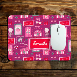 Purple Coquette aesthetic girly whimsical pattern Mousepad