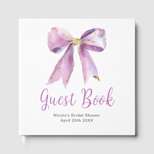 Purple Coquette Bow Bridal Shower Guest Book Gästebuch (Vorderseite)