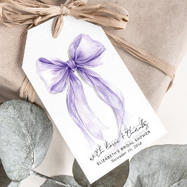 Purple Coquette Bow Watercolor Bridal Shower Geschenkanhänger