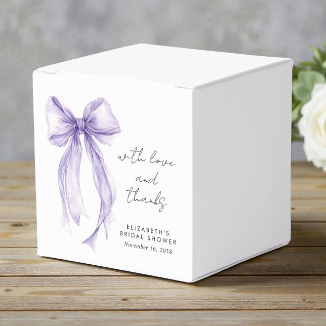 Purple Coquette Bow Watercolor Bridal Shower Geschenkschachtel (Purple Coquette Bow Watercolor Bridal Shower Favor Boxes)