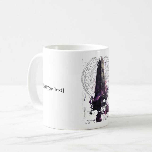 Purple Cosmic Obelisk Occult Dark Art Mug Kaffeetasse (Vorderseite Links)