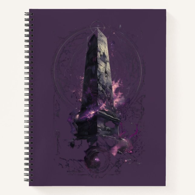 Purple Cosmic Obelisk Occult Dark Art Notizbuch (Vorderseite)
