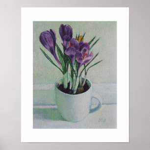Purple crocus flowers art poster by Pola.B.Alex