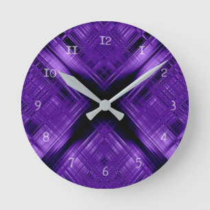 Purple cross and grid runde wanduhr