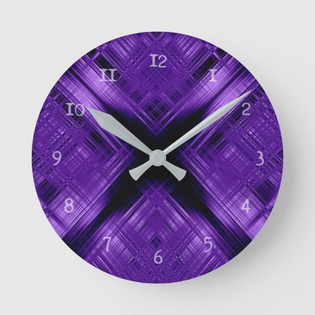 Purple cross and grid runde wanduhr (Vorderseite)