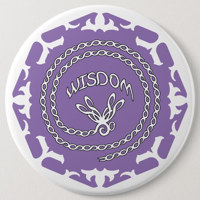 Purple Crown Chakra "Wisdom" Dragonfly White BG Button (Vorderseite)