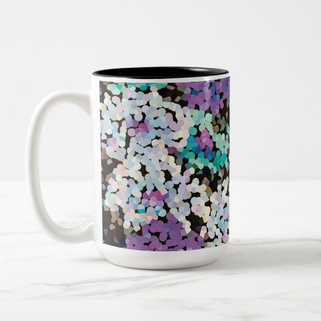 Purple Crystal Floral Blooms Zweifarbige Tasse (Links)