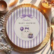 Purple Cute Ghost Halloween Baby Shower