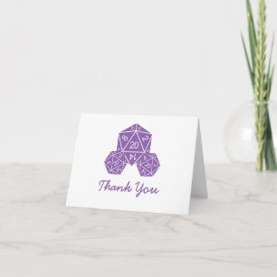 Purple D20 Dice Thank You Card Dankeskarte